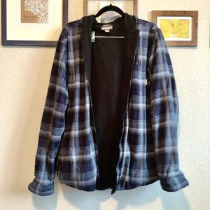 Eddie Bauer Button Up Flannel Hoodie Jacket TXL